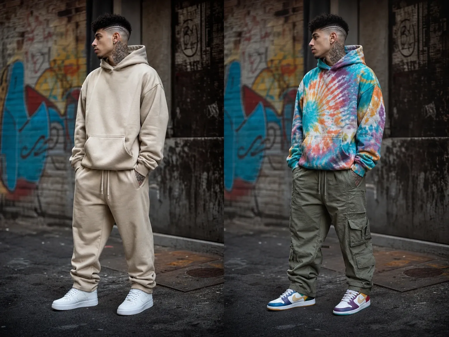 Streetwear clothing change concept preview