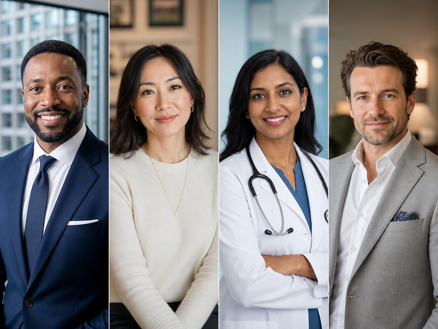 Examples of professional AI headshots for different careers