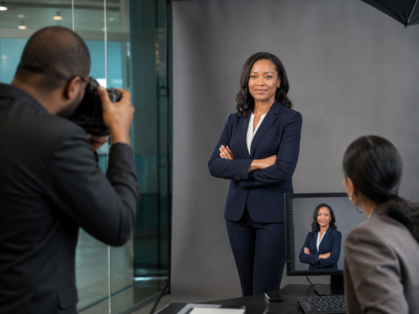 Corporate executive during a professional headshot session
