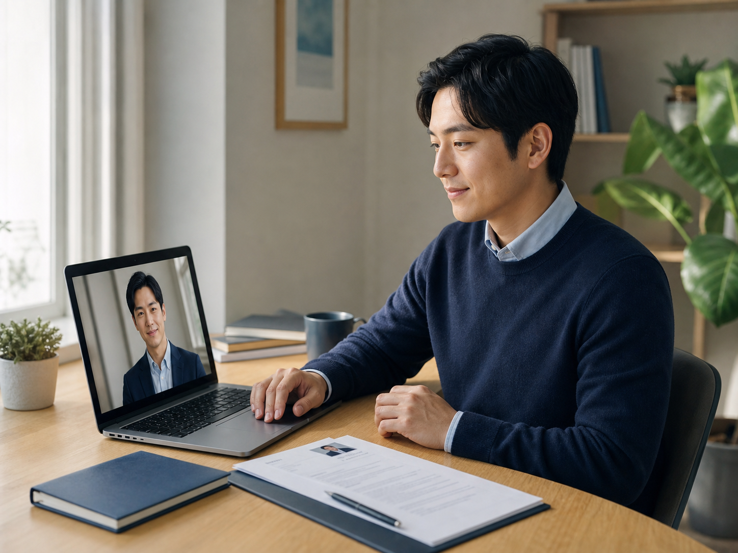 Professional reviewing an AI headshot for a resume and career profile