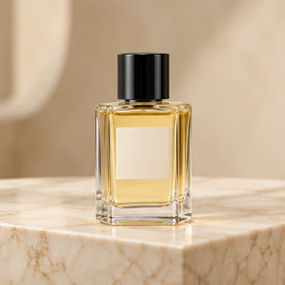 Illustrative perfume product scene: Luxury marble