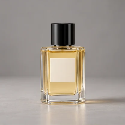 Illustrative perfume product scene: Soft studio