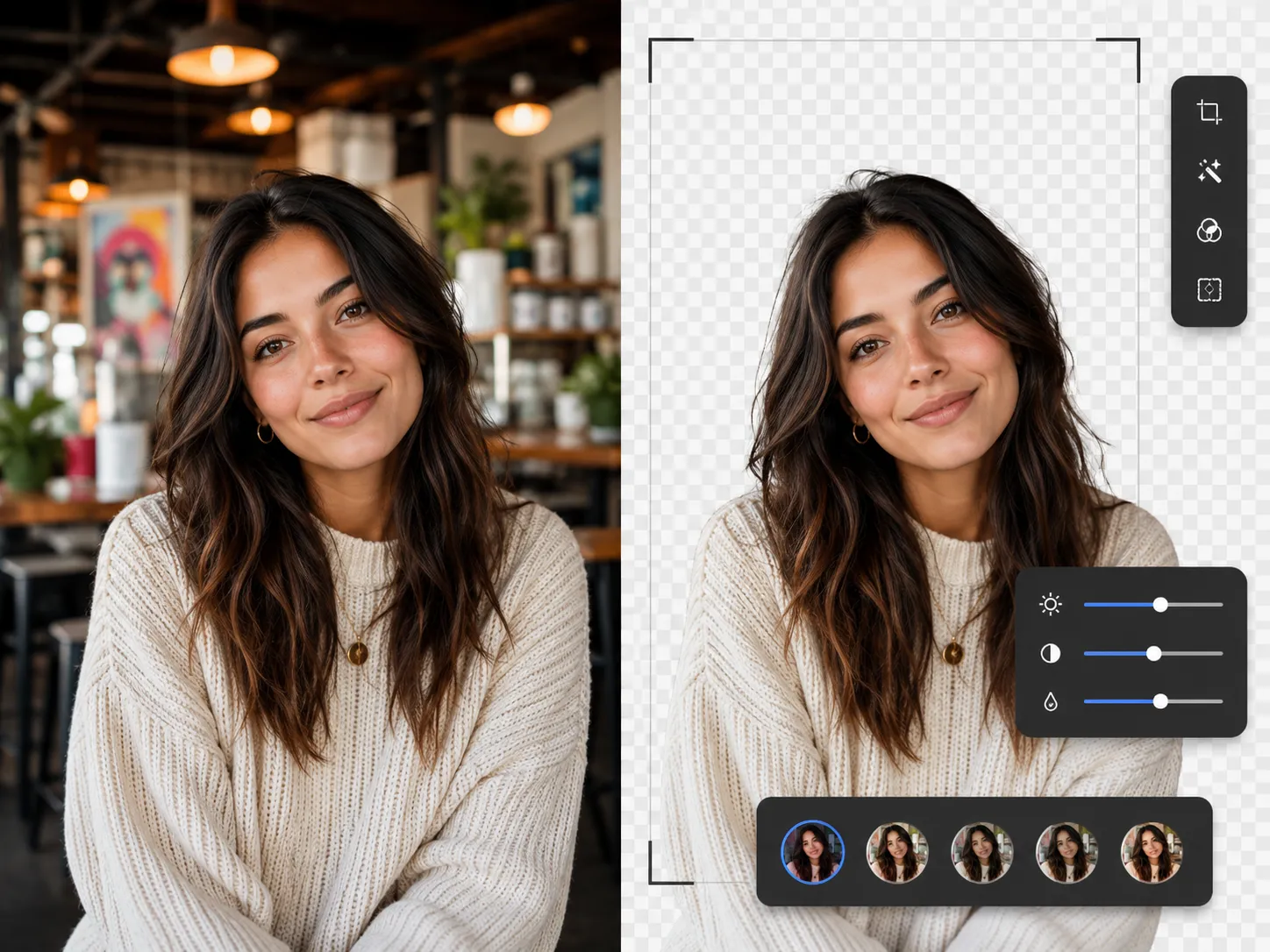 Portrait cutout for social media with transparent background